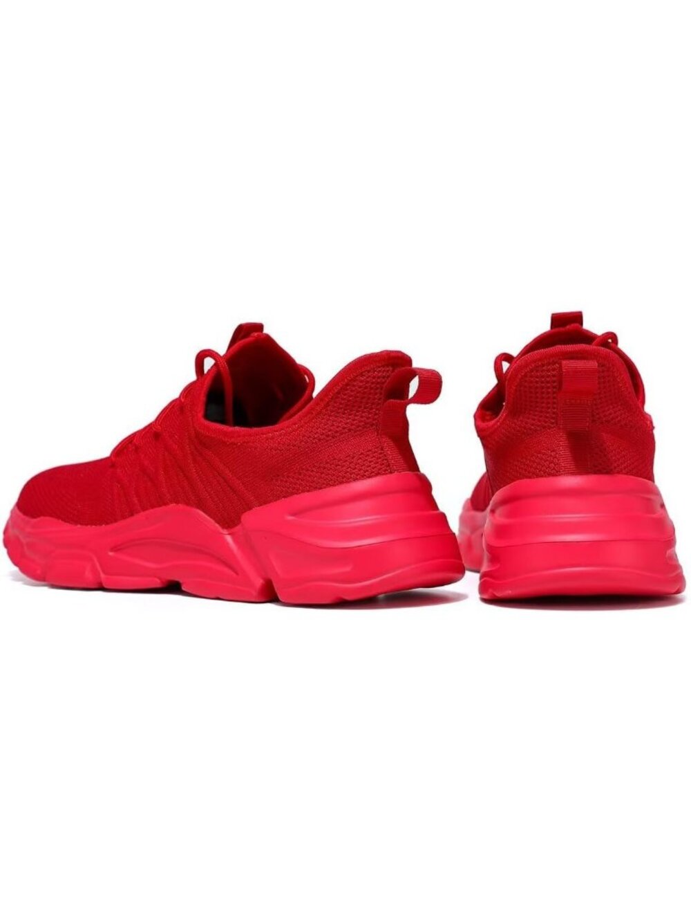 Men's Red Rubber Non Slip Breathable Lightweight Fashion Athletic Sneakers - Picture 6 of 7